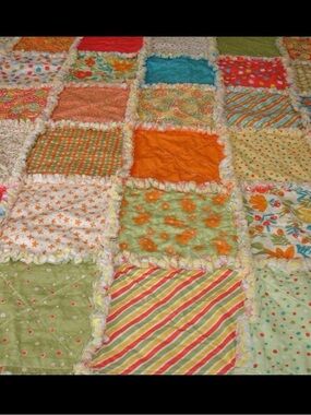 Patchwork Rag Quilt - Moda Freshly Squeezed 50x50  Perfect for a park blanket!
